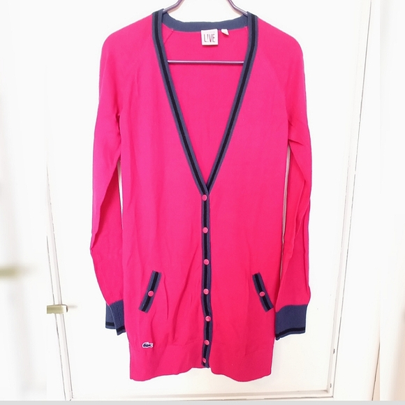 Lacoste Pink and Navy Cardigan - Picture 6 of 11